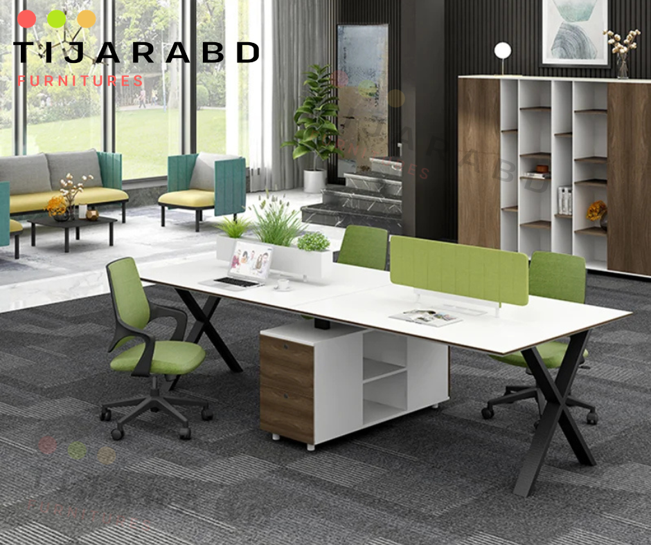 Modern Collaborative Office Workstation Desk with Privacy Panels